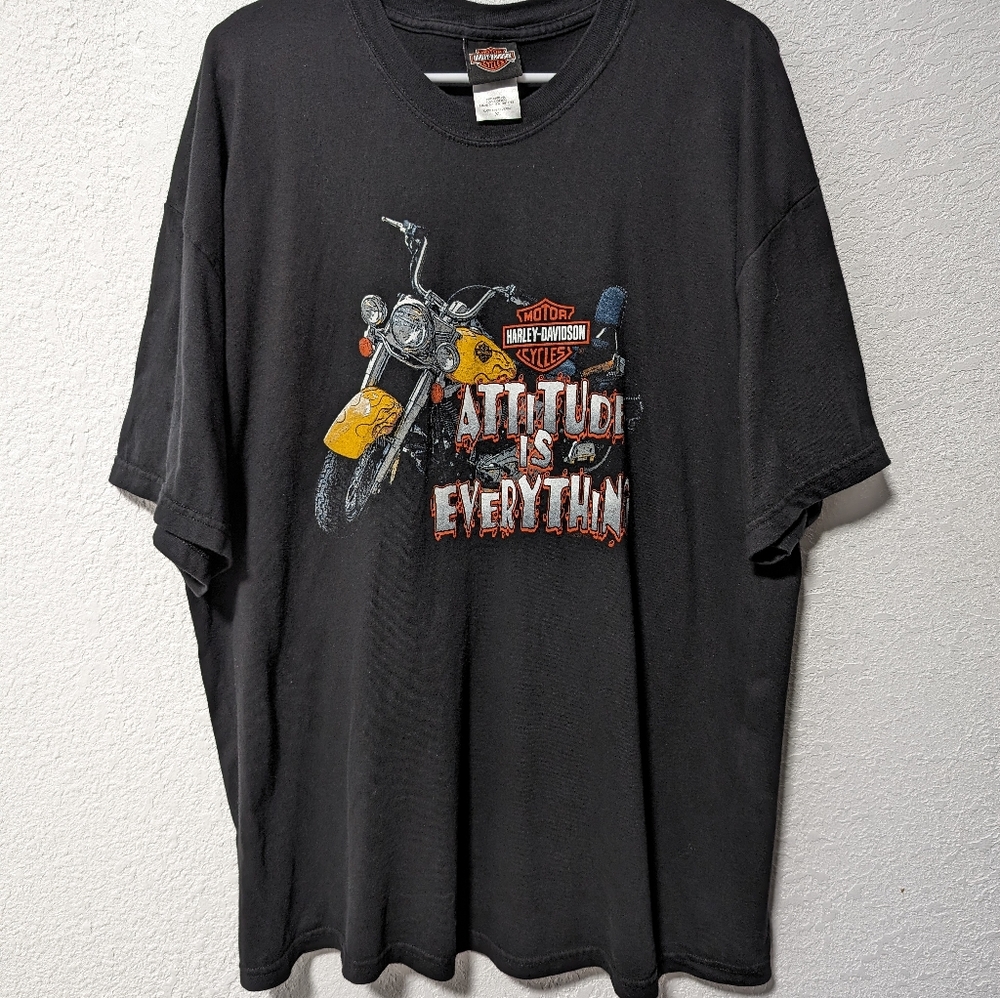 Vintage Harley Davidson X Large ATTITUDE IS EVERYTHING T Shirt Topeka, Ks USA